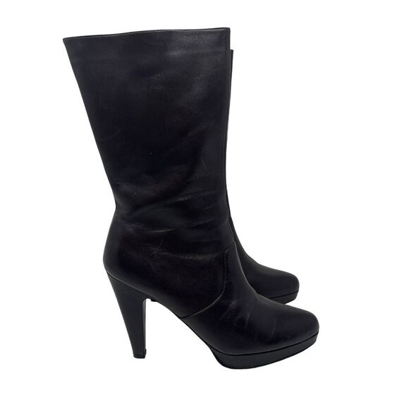 Dark Brown Leather Boots, Colin Stuart, 8M Heeled‎ Boot Stiletto Platform - Picture 1 of 10
